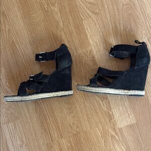Suede Balenciaga Black Wedge Sandals